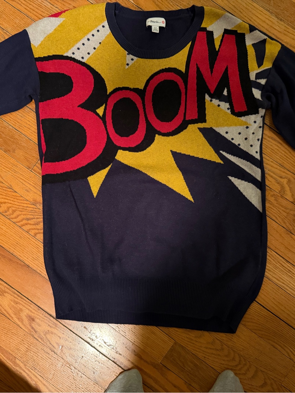 Phillip Lim collab Yellow Graphic Crewneck Sweater with Red and Black Accents